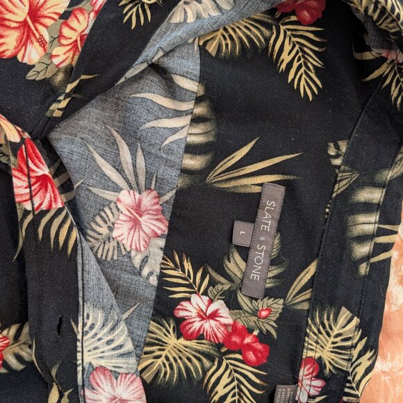 Slate & Stone Tropical Floral Viscose Short Sleeve Shirt - Picture 4 of 5